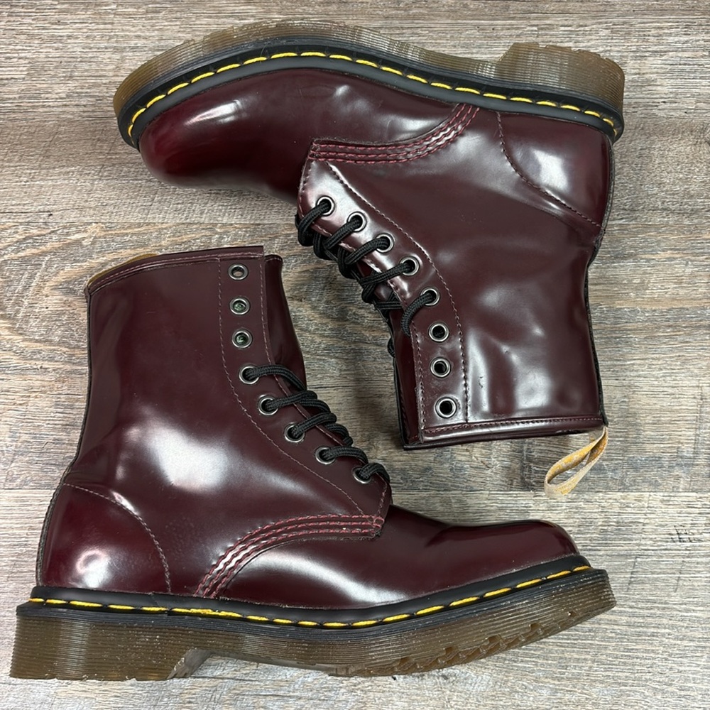 SOLD IN STORE Dr. Martens 1460 Vegan Leather Lace Up Boots in Cherry Size 7 - Picture 5 of 10